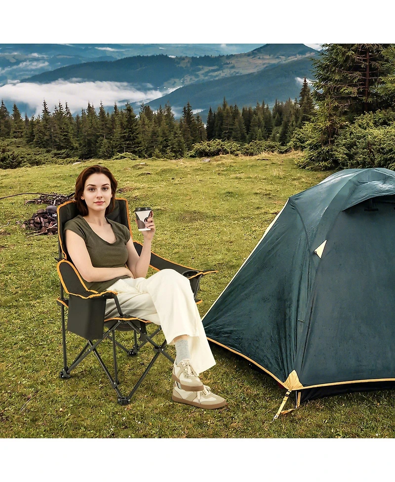 Skonyon Folding Camping Chair With Footrest Camping Lounge Chair With Carry Bag.