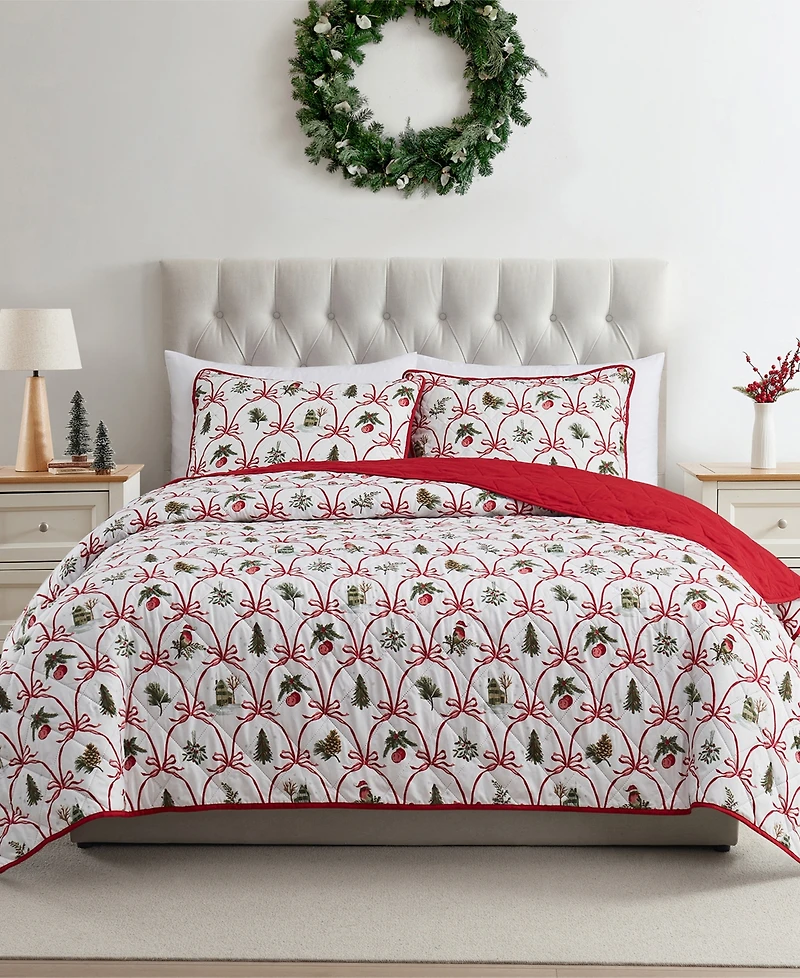 Vcny Home Christmas Bow Microfiber 2-Pc. Quilt Set, Twin