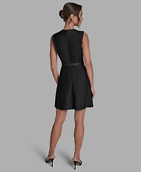 Bcbg Women's Ottoman Knit Belted Fit & Flare Dress