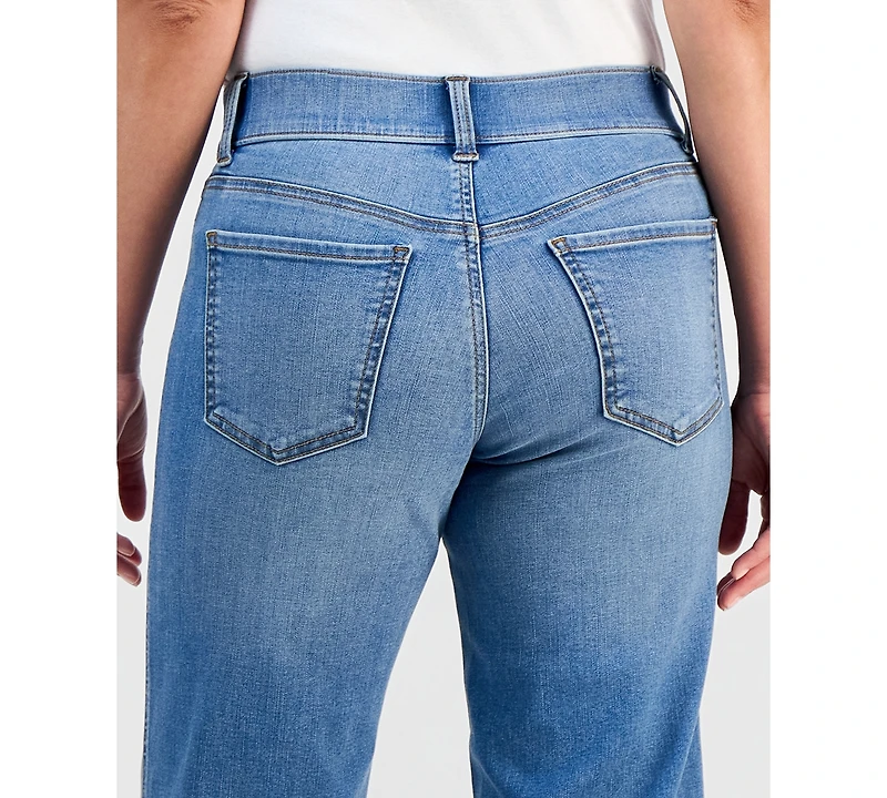 Style & Co Petite Pull-On Shaping High-Rise Wide-Leg Jeans, Macy's Exclusive