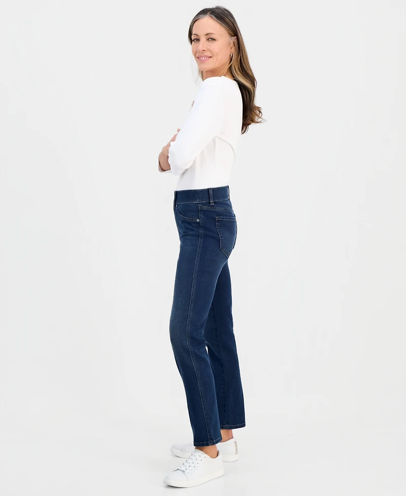 Style & Co Petite High-Rise Pull-On Straight-Leg Jeans, Macy's Exclusive