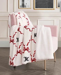 Juicy Couture Plush Reversible Sherpa Throw, 50"x 60"
