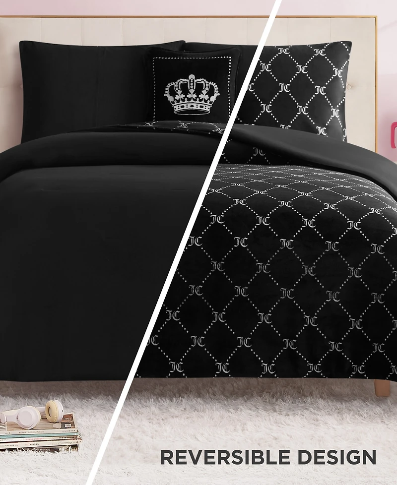 Juicy Couture Plush Reversible Trellis Link 4-Pc. Comforter Set