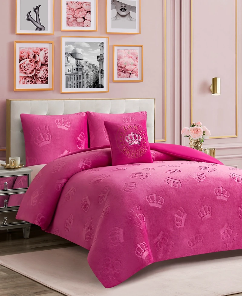 Juicy Couture Plush Reversible Embossed Crown 4-Pc. Comforter Set