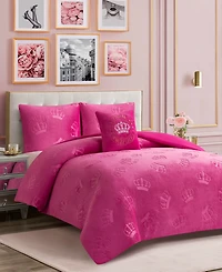 Juicy Couture Plush Reversible Embossed Crown 4-Pc. Comforter Set