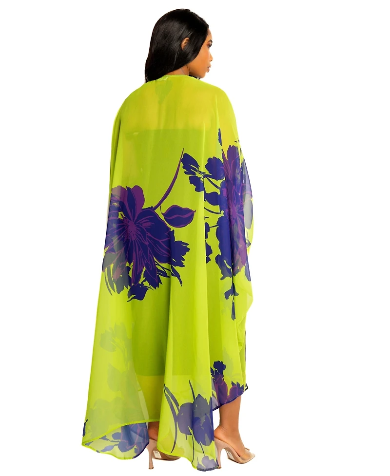 Buxom Couture Plus Size Floral Robe with Wrist Band