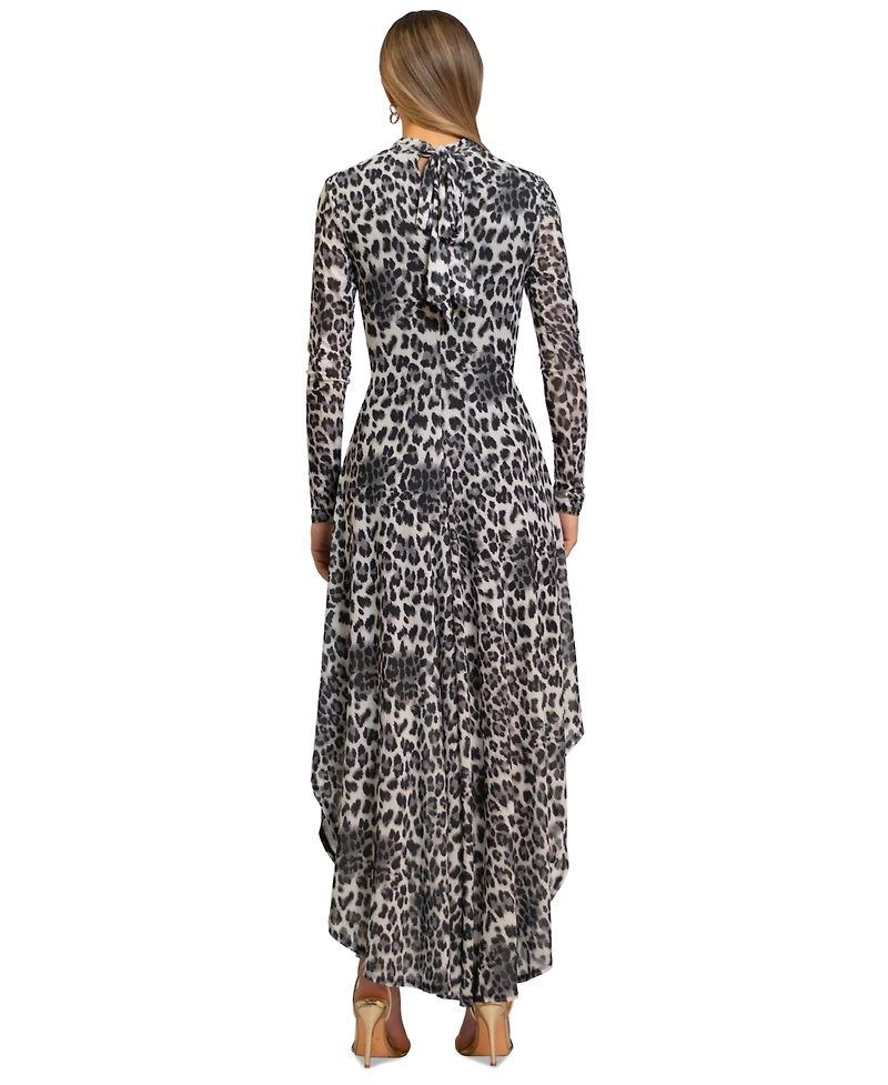 Rachel Roy Women's Beatrice Leopard Print Mock Neck Maxi Dress