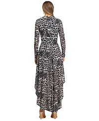 Rachel Roy Women's Beatrice Leopard Print Mock Neck Maxi Dress