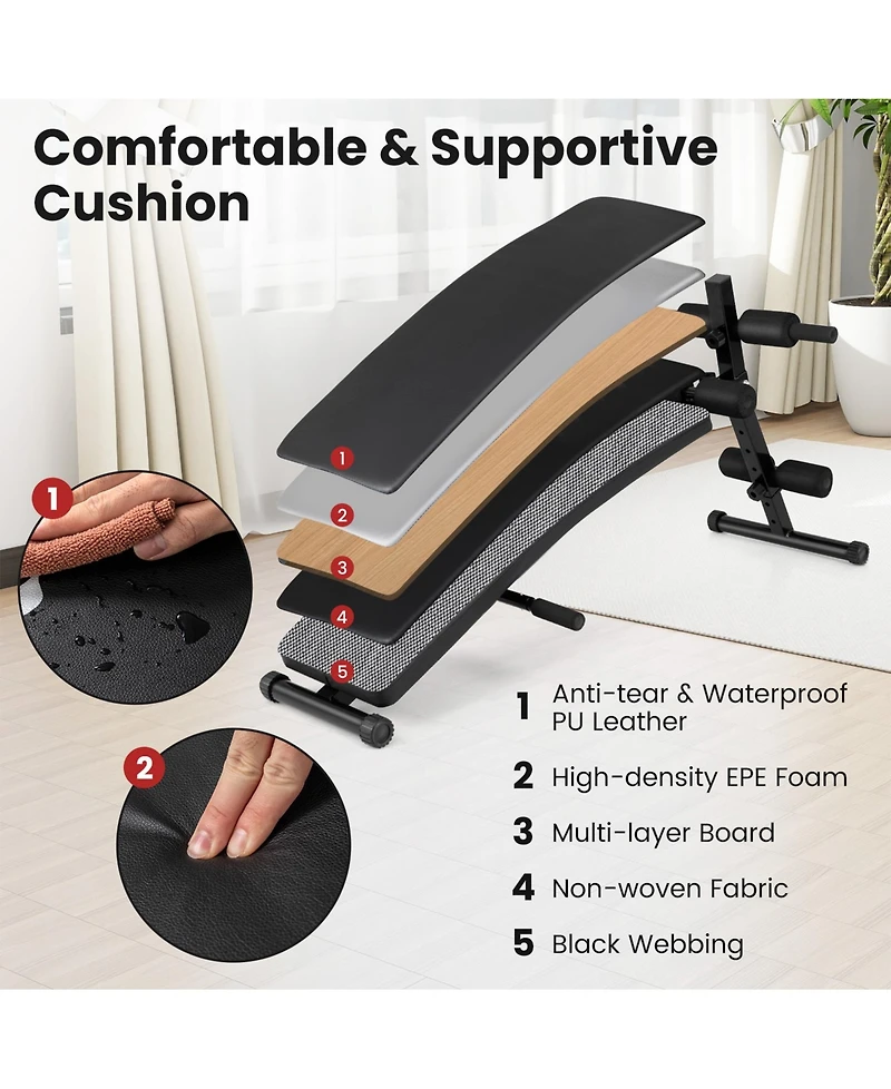 Sugift Adjustable Decline Sit Up Bench for Exercise for Home Gym