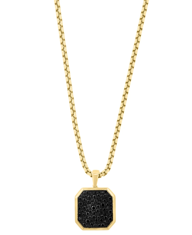 Effy Collection Men's Black Spinel Pendant Necklace (1-5/8 ct. t.w.) in Gold Over Silver
