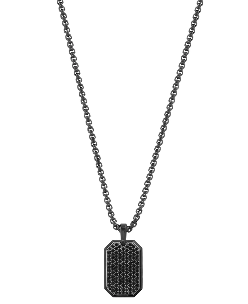Effy Collection Men's Black Spinel Pendant Necklace (1-7/8 ct. t.w.) in Silver and Titanium