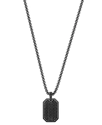 Effy Collection Men's Black Spinel Pendant Necklace (1-7/8 ct. t.w.) in Silver and Titanium