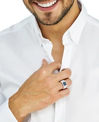 Effy Collection Men's White and Blue Diamond Ring (2/3 ct. t.w.) in Sterling Silver