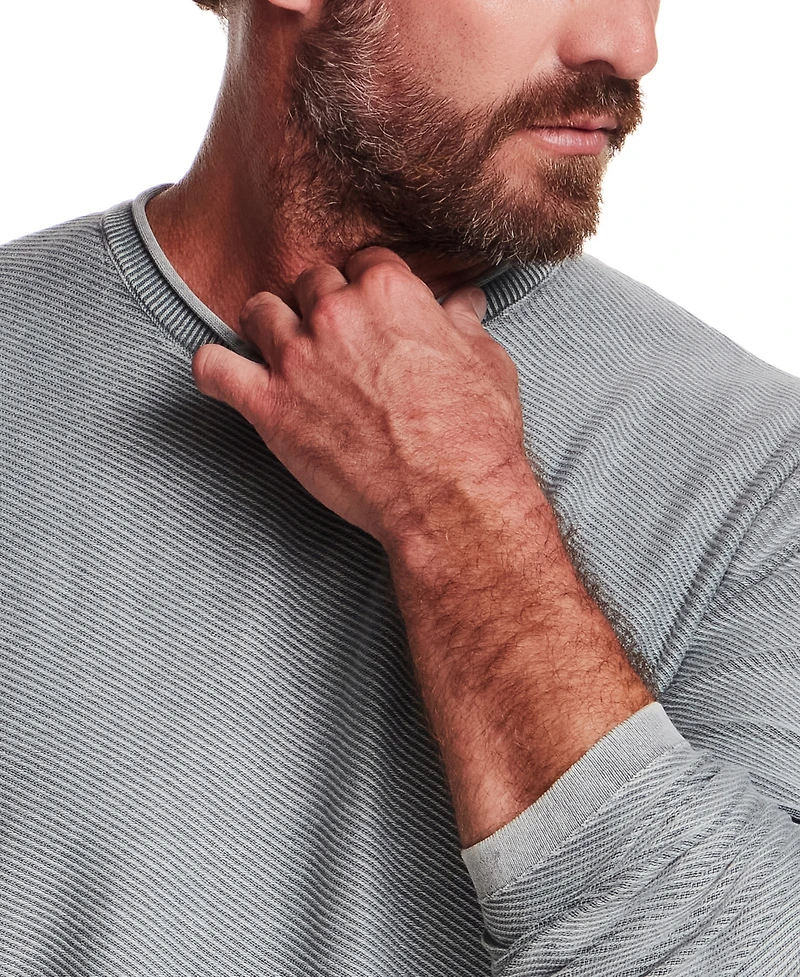 Weatherproof Vintage Men's Long Sleeve Crewneck Twill Stonewash Sweater