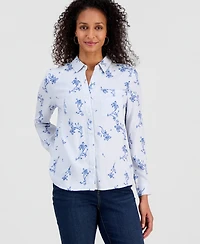 Style & Co Women's Floral Stripe Shirt, Macy's Exclusive