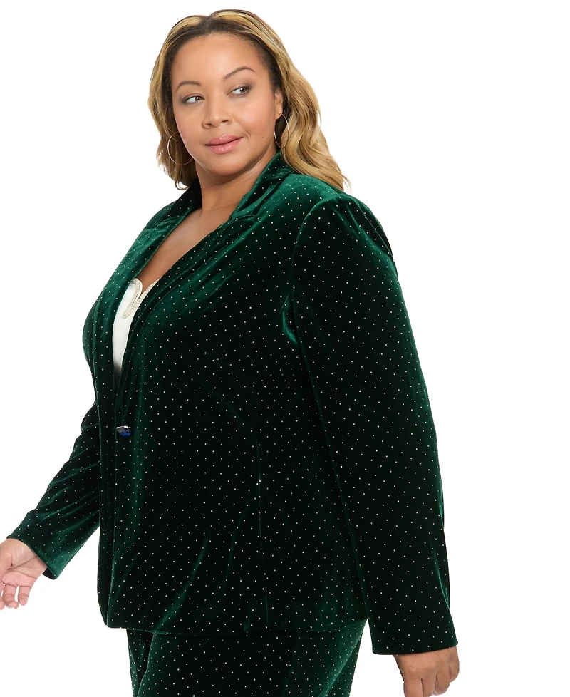 Muse Plus Embellished Long-Sleeve Blazer Jacket