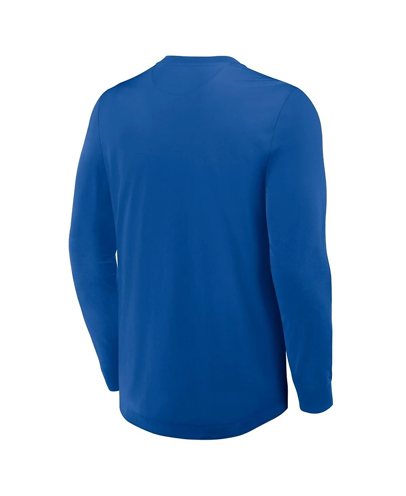 Fanatics Men's Blue New York Rangers Adrenaline Push Long Sleeve Henley Shirt