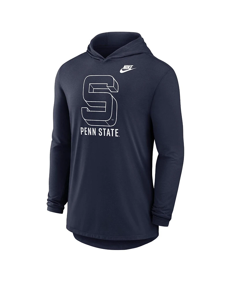 Nike Men's Navy Penn State Nittany Lions Legacy Tri-Blend Dri-fit Long Sleeve Hoodie T-Shirt