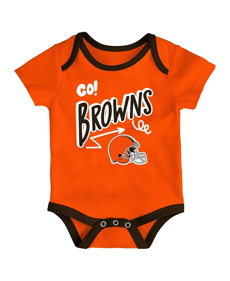 Outerstuff Baby Boys and Girls 3-Piece Cleveland Browns All Day Play Bodysuit Set