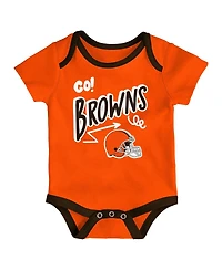 Outerstuff Baby Boys and Girls 3-Piece Cleveland Browns All Day Play Bodysuit Set