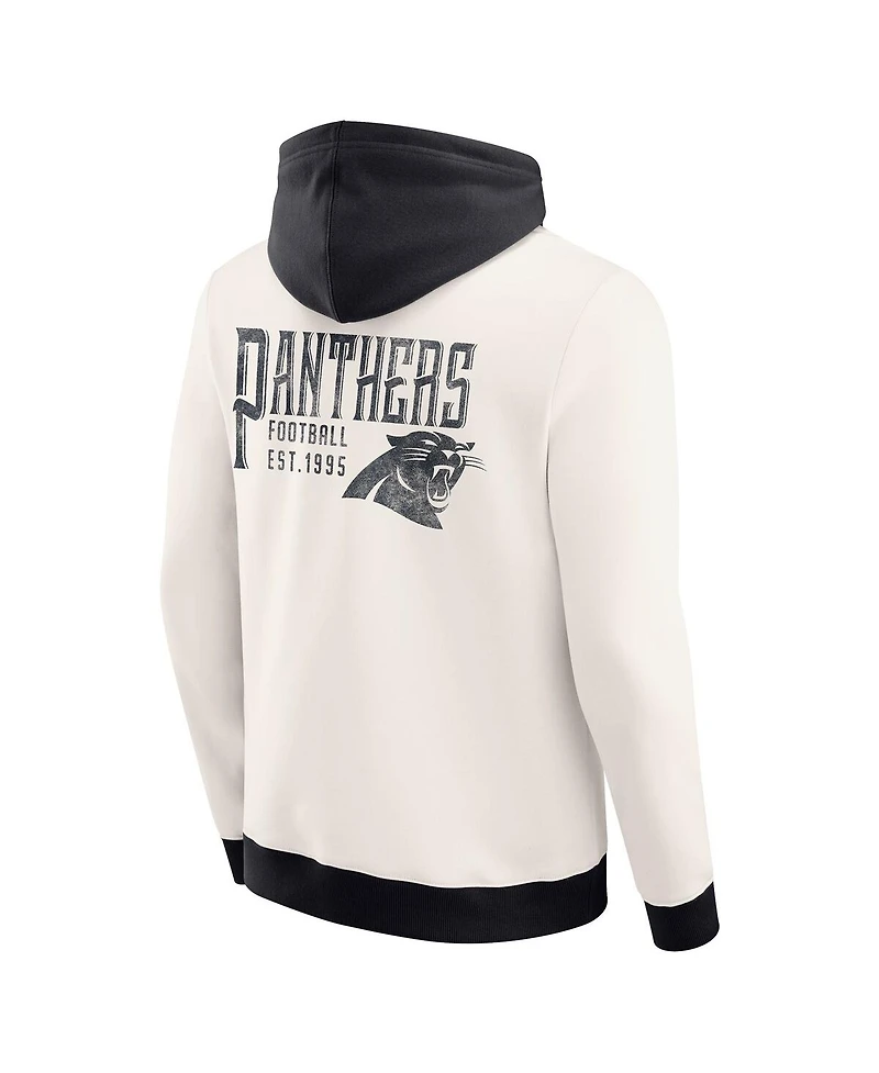 Darius Rucker Collection by Fanatics Men's Cream Carolina Panthers Distressed Graphics Full-Zip Hoodie