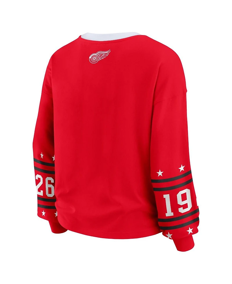 Wear by Erin Andrews Women's Red Detroit Wings Long-Sleeve Sport T-Shirt