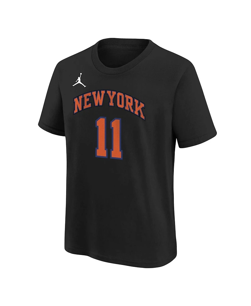 Jordan Big Boys and Girls Jalen Brunson Black New York Knicks Name Number T-Shirt