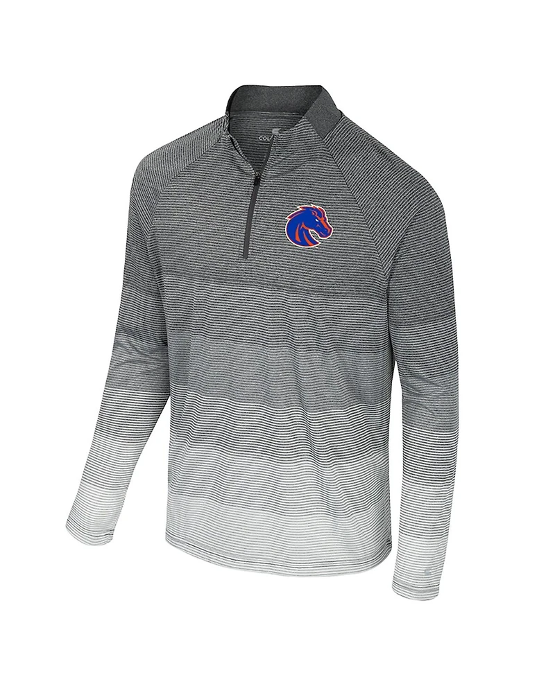 Colosseum Men's Gray Boise State Broncos Ai Striped Mesh Quarter-Zip Raglan Windshirt Jacket