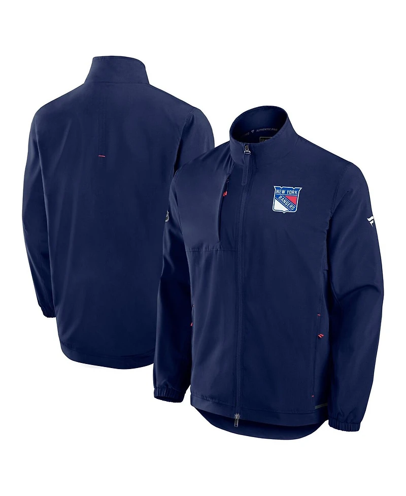 Fanatics Men's Navy New York Rangers Authentic Pro Rink Full-Zip Coaches Jacket