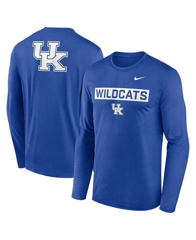 Nike Men's Royal Kentucky Wildcats Primetime Campus 2-Hit Legend Dri-fit Long Sleeve T-Shirt