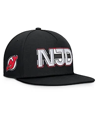 Fanatics Men's Black New Jersey Devils Authentic Pro Rink Team Code Snapback Hat