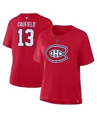 Fanatics Women's Cole Caufield Red Montreal Canadiens Authentic Stack Name Number T-Shirt