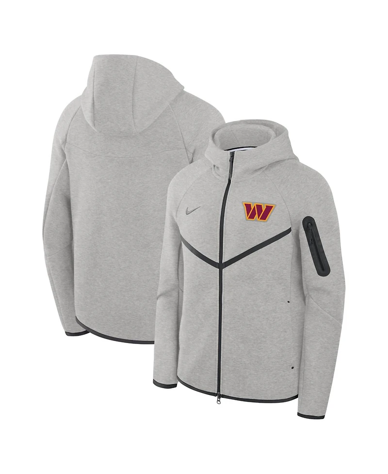 Nike Men's Heather Gray Washington Commanders Tech Fleece Full-Zip Windrunner Hoodie