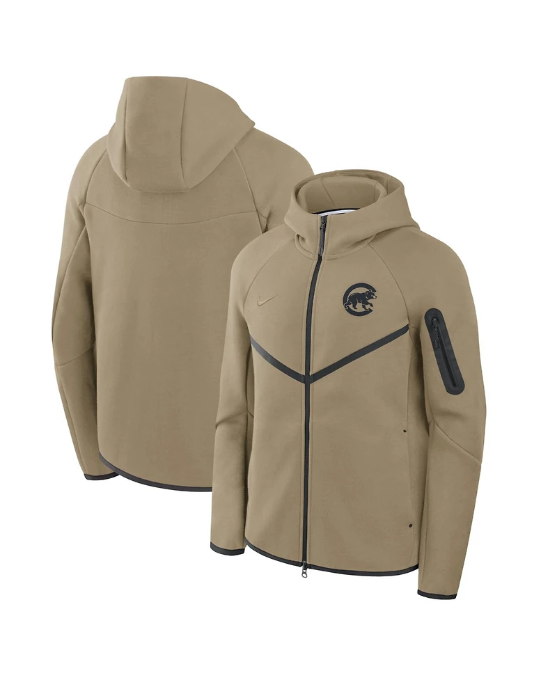 Nike Men's Tan Chicago Cubs Tech Fleece Windrunner Full-Zip Hoodie Jacket