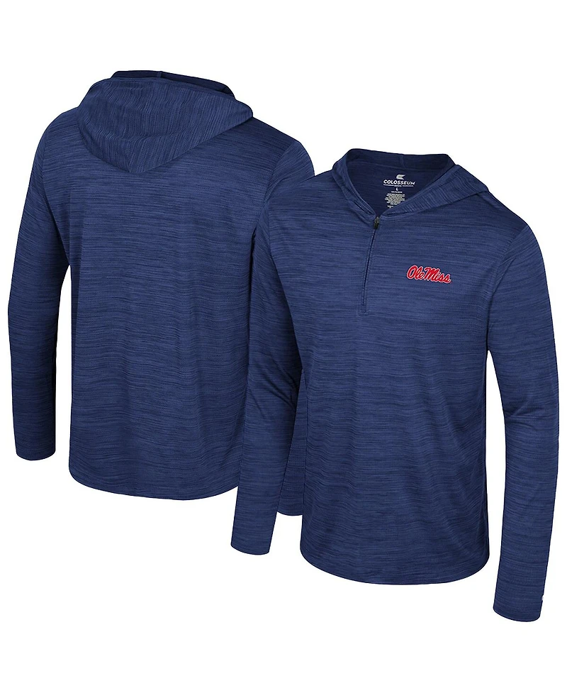 Colosseum Men's Navy Ole Miss Rebels Always Sunny Lightweight Quarter-Zip Hoodie