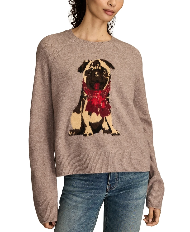 Lucky Brand Women's Cloud Soft Pug Crewneck Sweater