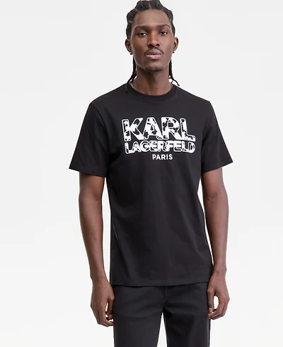 Karl Lagerfeld Paris Men's Foam Textured Logo T-Shirt
