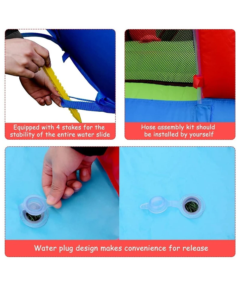 Skonyon Inflatable Water Slide Jumper Bounce House with Ocean Ball without Blower