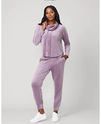 Cable & Gauge Women's Velour Cowlneck Jogger Set