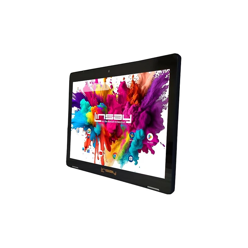 Linsay New 10.1" Tablet Octa Core 128GB Bundle with Exclusive Luxury Gold Keyboard and Newest Android 13