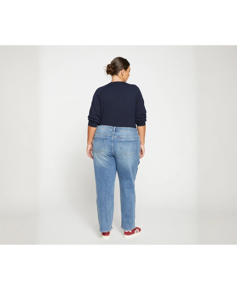 Universal Standard Womens Plus Elliot Mid Rise Tuxedo Stripe Jeans