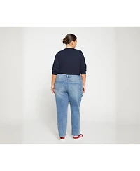 Universal Standard Womens Plus Elliot Mid Rise Tuxedo Stripe Jeans