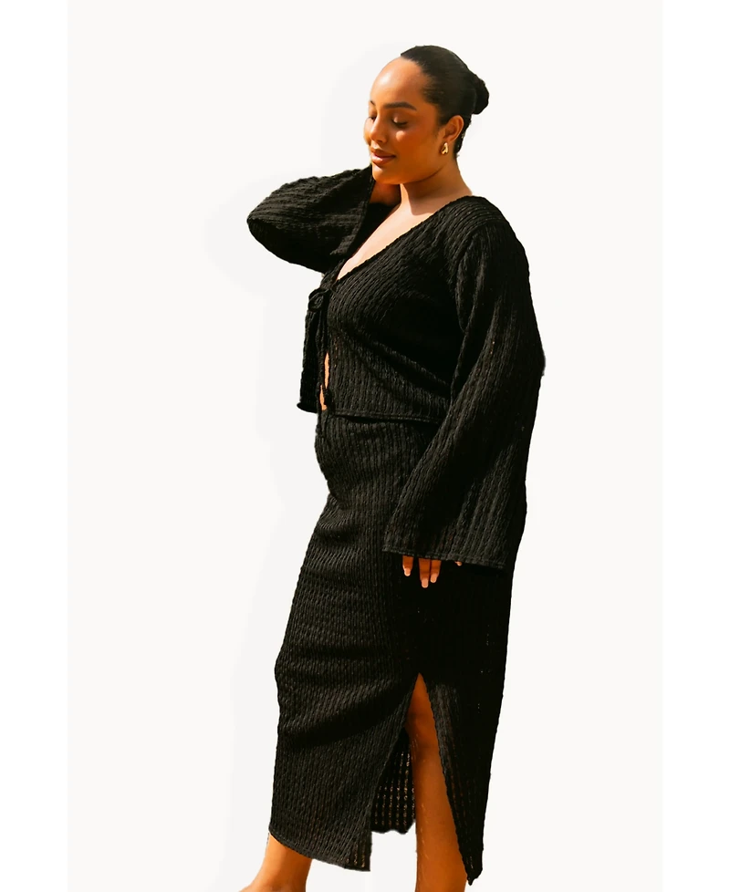 Fashion-szn Curve Women's Crochet Resort Midi Skirt