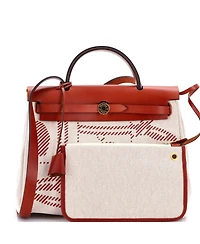 Pre-Owned Hermes 31 Herbag Zip Relief Brides de Gala Toile and Leather