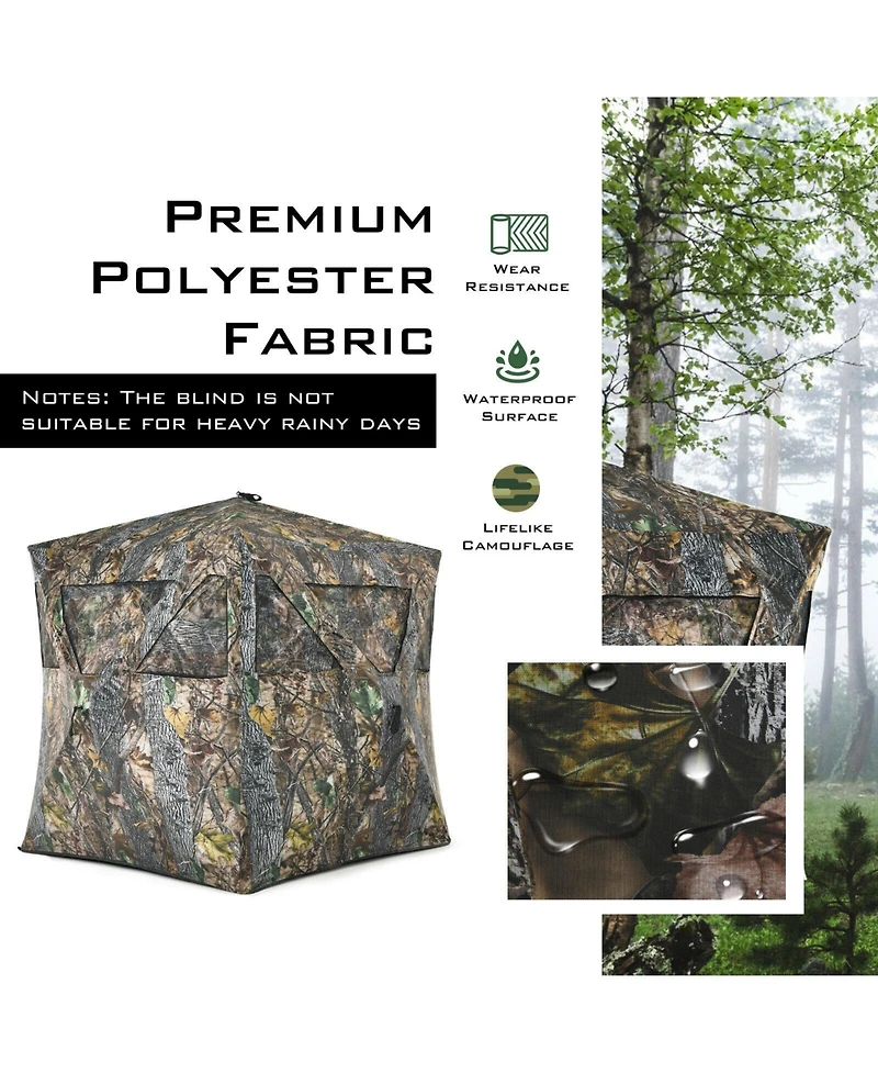 Givimo 3 Person Portable Pop-Up Ground Hunting Blind with Tie