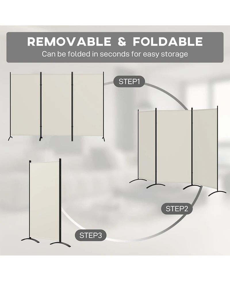 Homcom 6' 3 Panel Room Divider, Indoor Privacy Screen for Home, Light