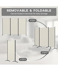 Homcom 6' 3 Panel Room Divider, Indoor Privacy Screen for Home, Light