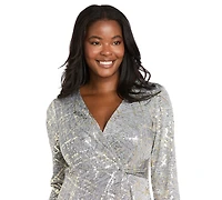 R & M Richards Women's V-Neck Faux Wrap Dress