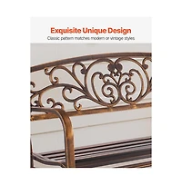 Slickblue Patio Glider Bench 50" with Metal Frame and Cast Iron Back for Outdoor Use