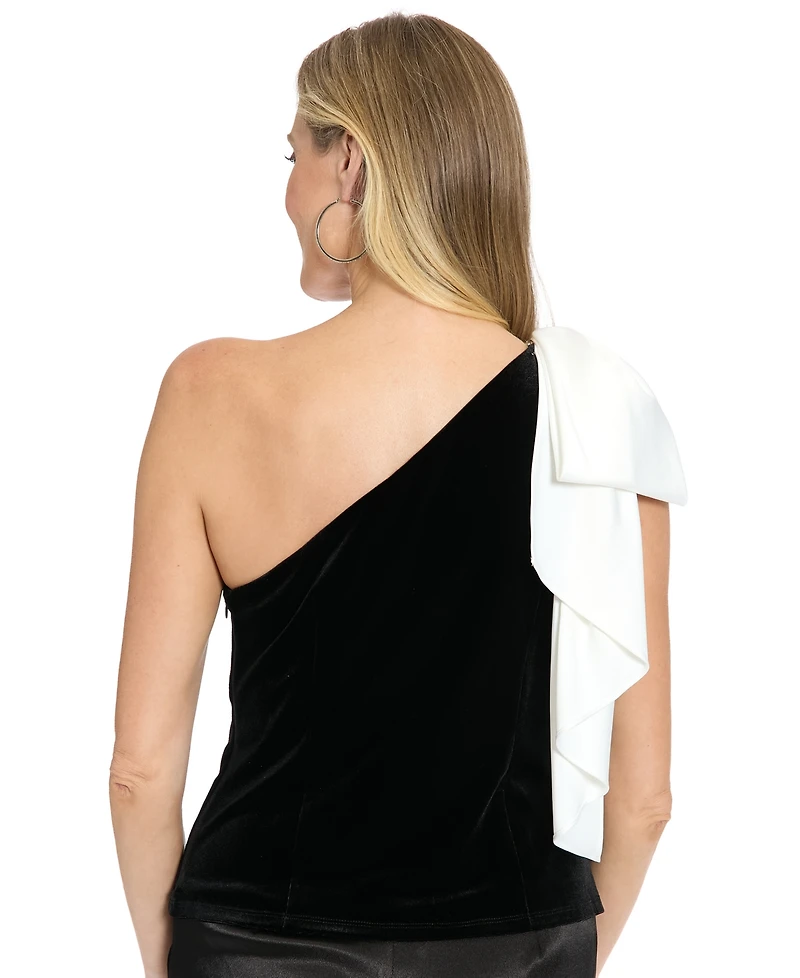 Muse Women's Mixed Media One Shoulder Sleeveless Top